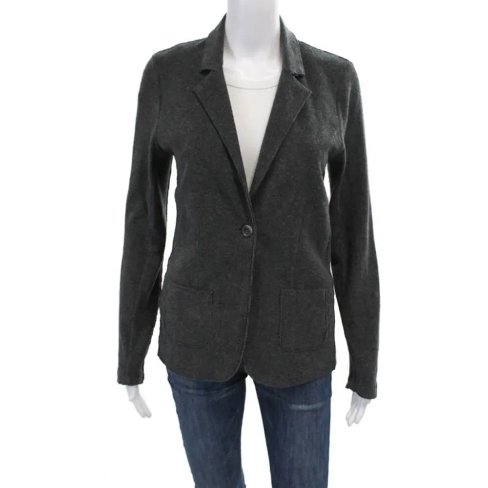 Goldie Womens Narrow Lapel Single Button Jacket Gray Cotton Size Small - Picture 1 of 4